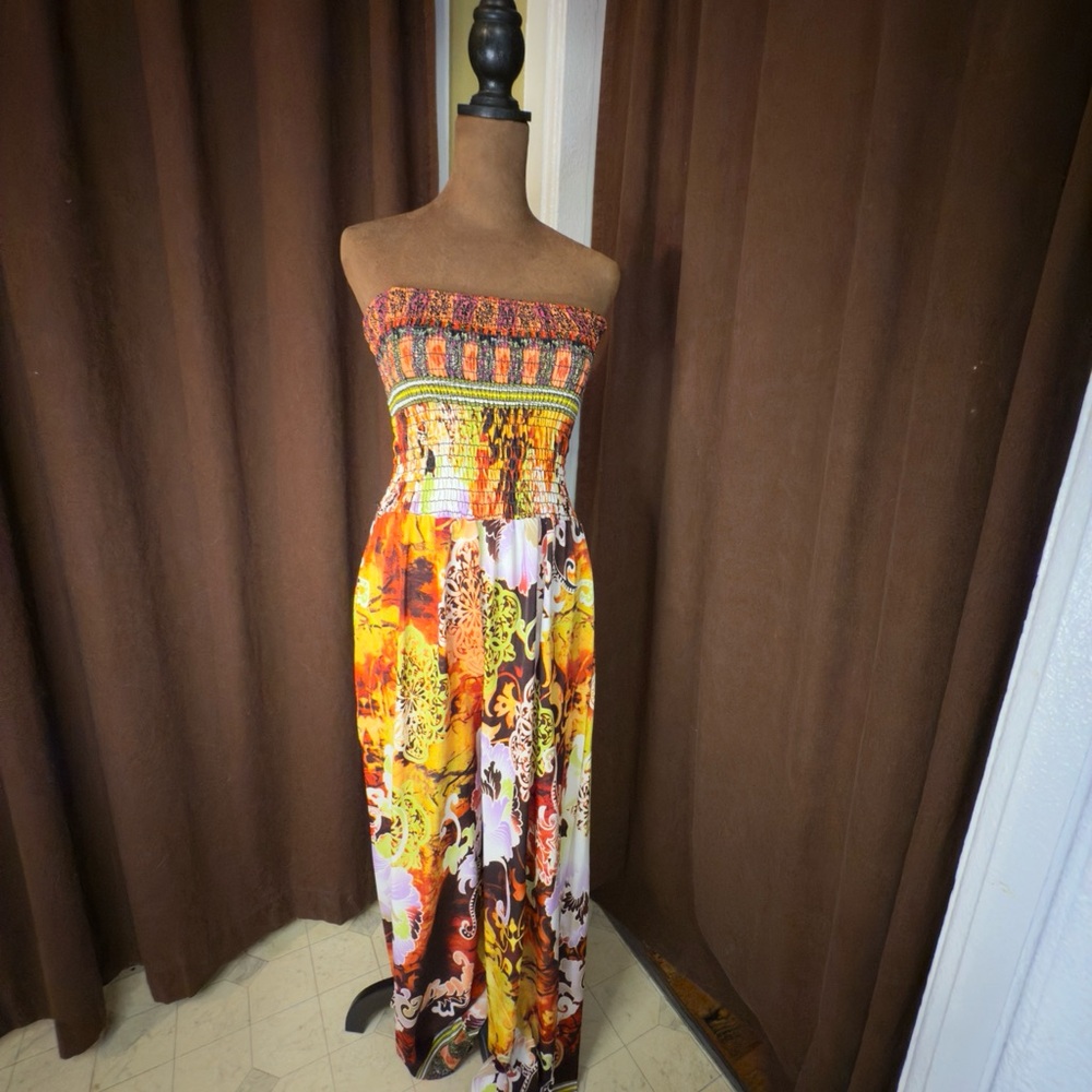 Multicolor Strapless Boho Romper - image 3